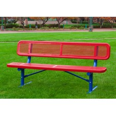 10 Foot Deluxe Bench with Back 2x15 Inch Planks Perforated